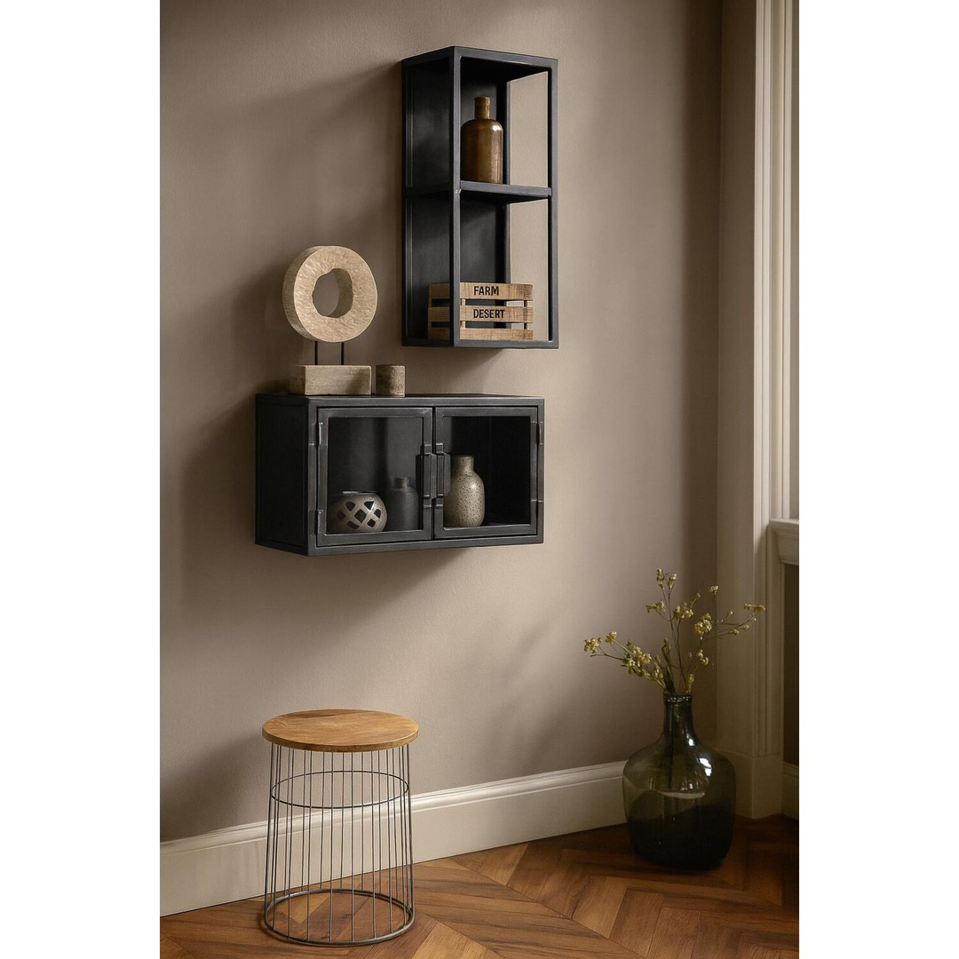 Wandmeubel CARPINO metaal glas 70x35 cm