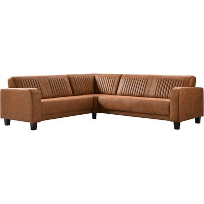 Hoekbank links Mills microleder cognac basic comfort