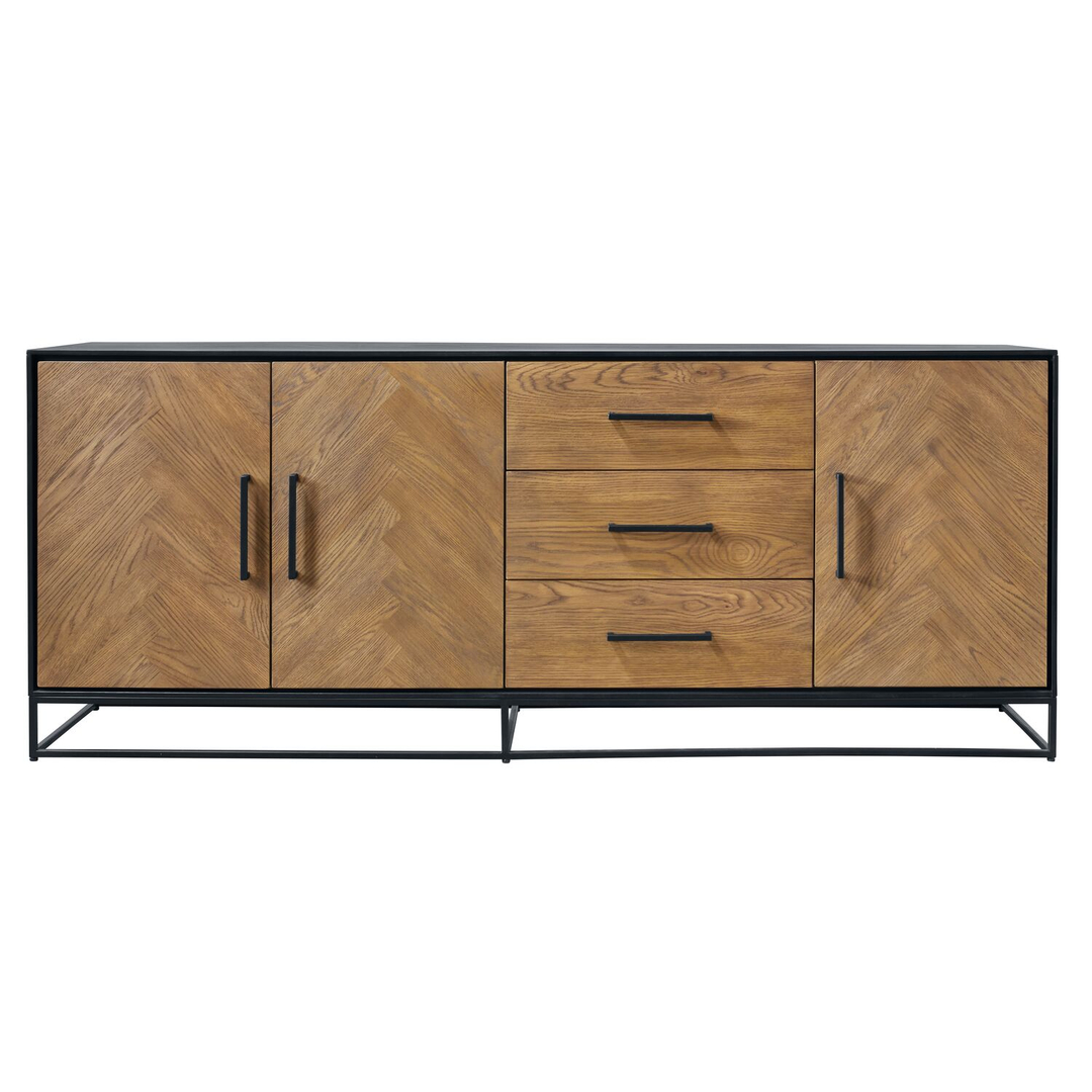 Dressoir Vinito (199 cm) eiken fineer zwart/naturel