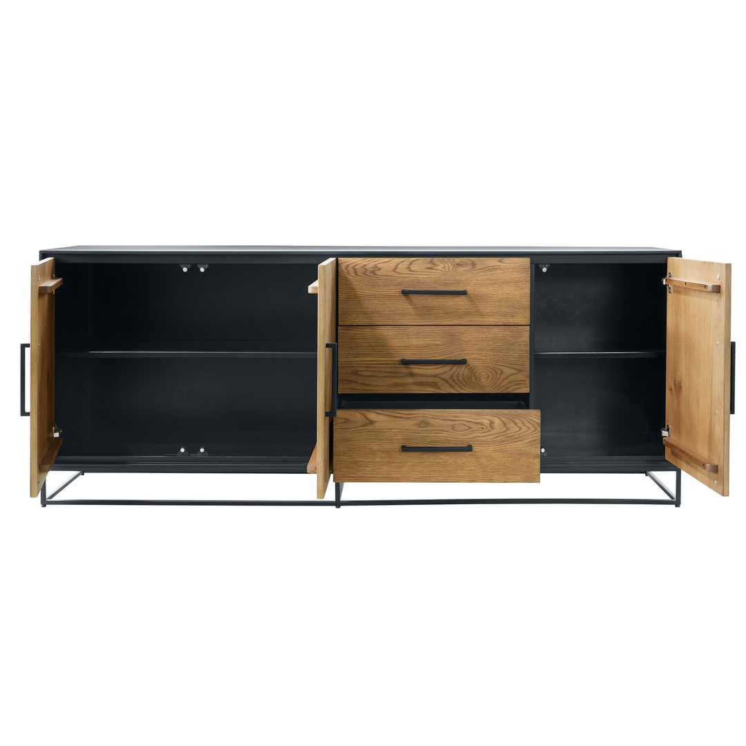 Dressoir Vinito (199 cm) eiken fineer zwart/naturel