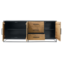 Dressoir Vinito (199 cm) eiken fineer zwart/naturel