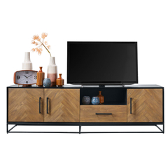 TV-meubel Vinito (199 CM) eiken fineer zwart/naturel