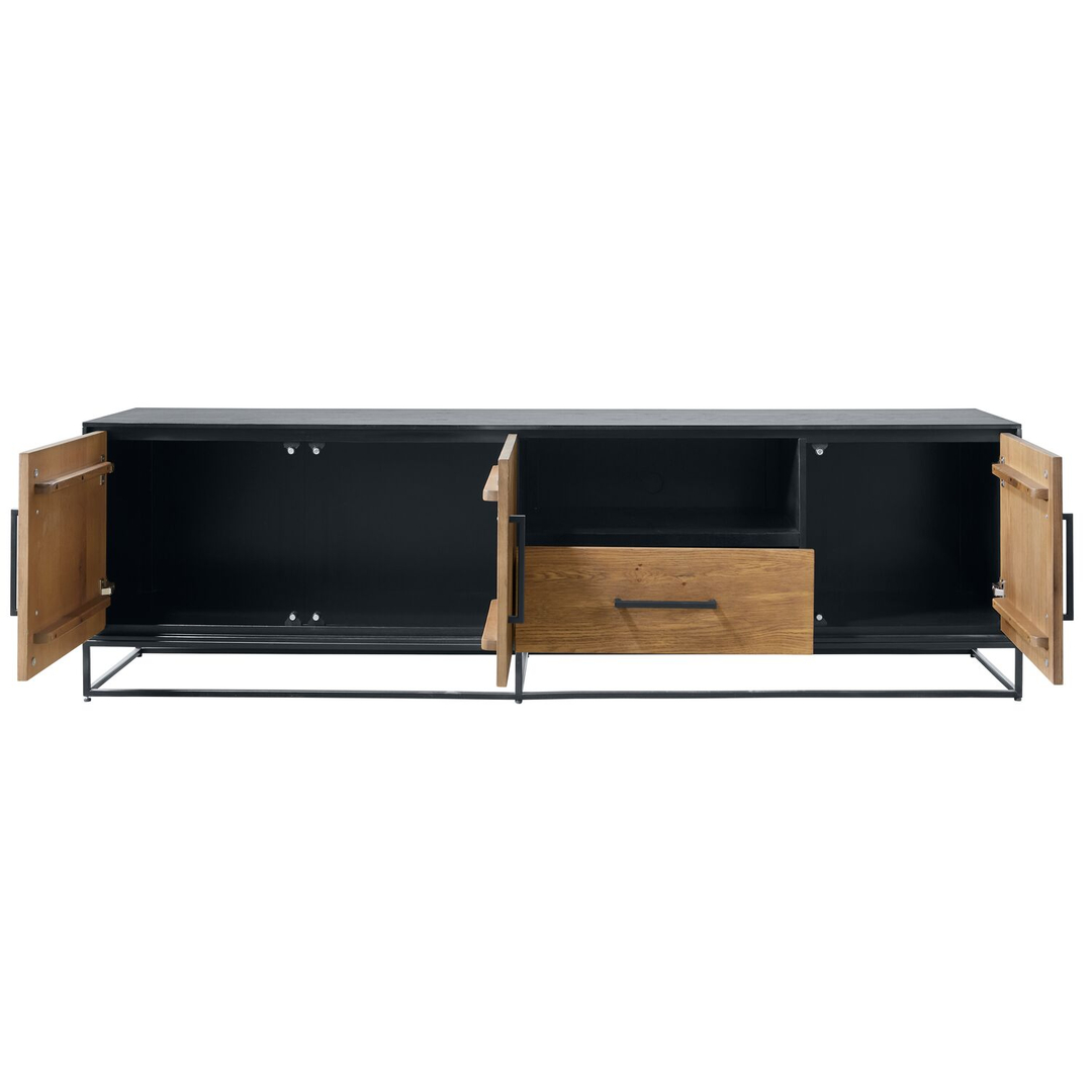 TV-meubel Vinito (199 CM) eiken fineer zwart/naturel