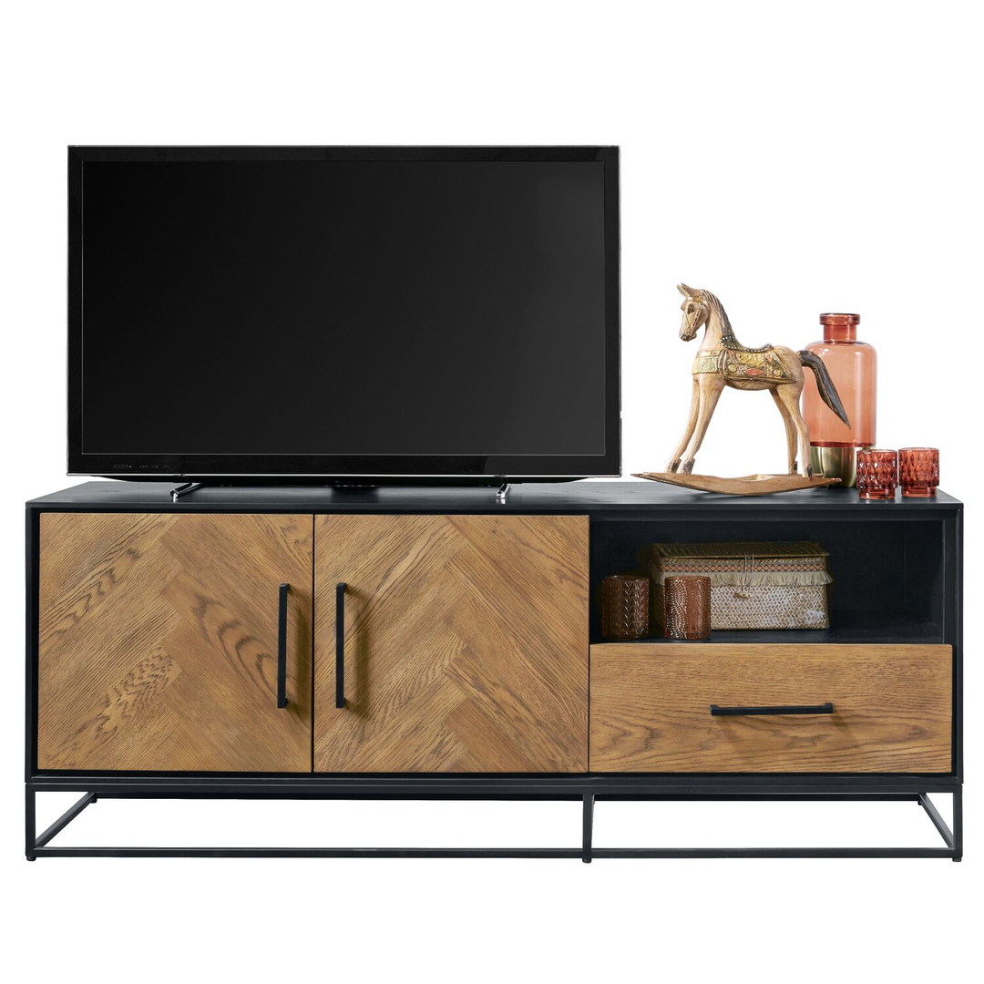 TV-meubel Vinito (154 CM) eiken fineer zwart/naturel