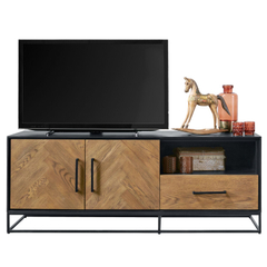 TV-meubel Vinito (154 CM) eiken fineer zwart/naturel