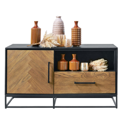 TV-meubel Vinito (109 CM) eiken fineer zwart/naturel