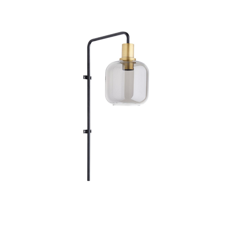 Wandlamp Peglio glas smoke antiek brons 1-lichts