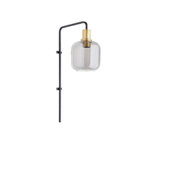 Wandlamp Peglio glas smoke antiek brons 1-lichts