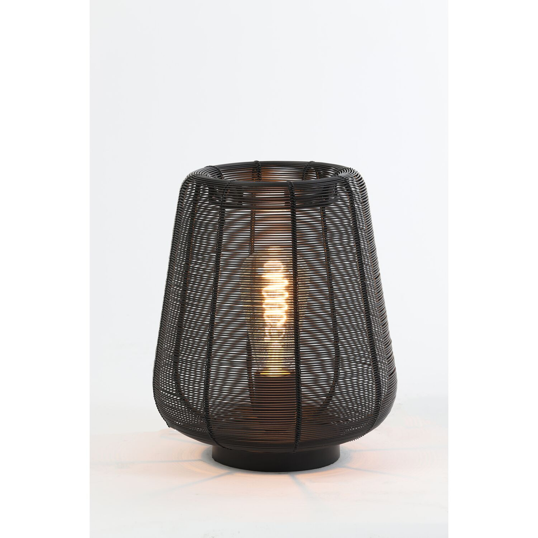 Tafellamp Barzio mat zwart rond 22cm 1-lichts