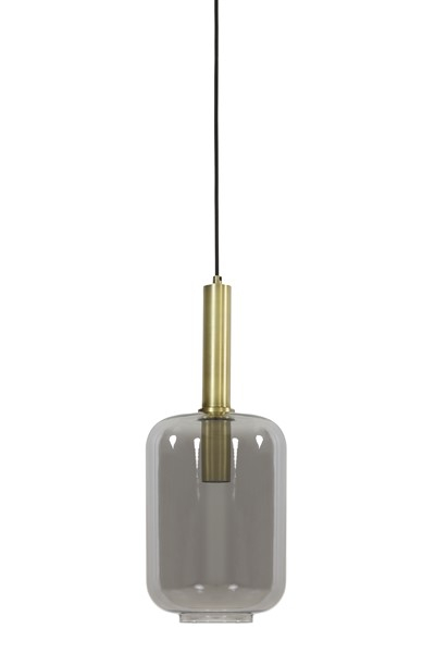 Hanglamp PEGLIO glas smoke antiek brons