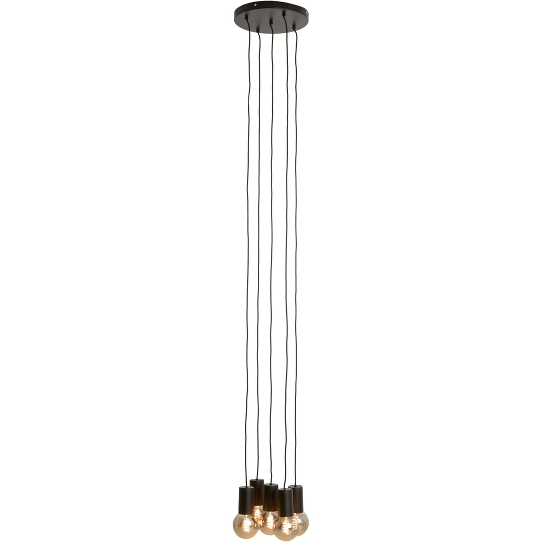 Hanglamp Trecate mat zwart 5-lichts rond