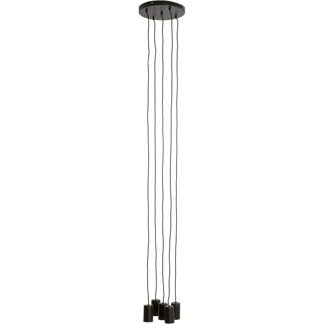 Hanglamp Trecate mat zwart 5-lichts rond