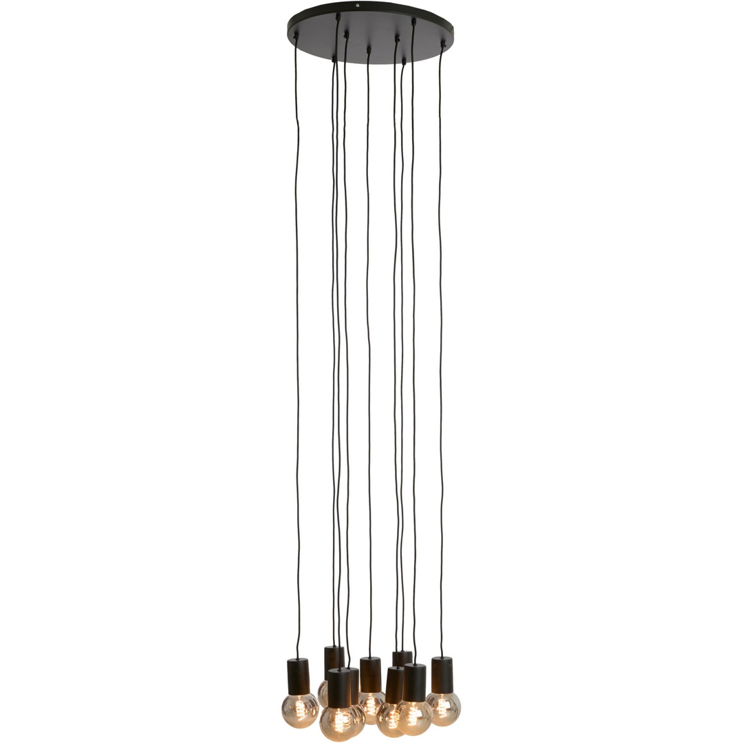 Hanglamp Trecate mat zwart 9-lichts rond