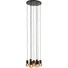 Hanglamp Trecate mat zwart 9-lichts rond