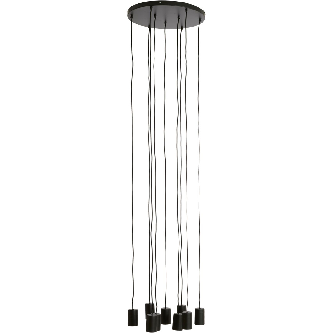 Hanglamp Trecate mat zwart 9-lichts rond