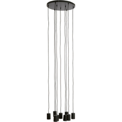 Hanglamp Trecate mat zwart 9-lichts rond
