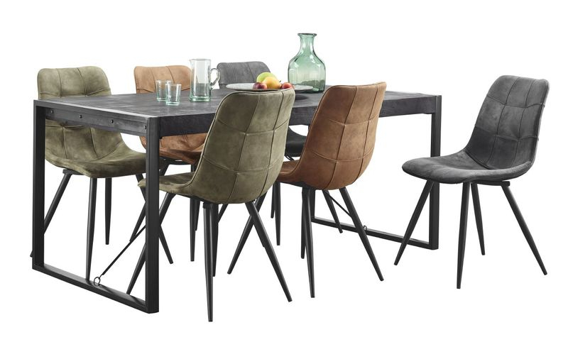 Eettafel Newhaven U-poot zwart 180x90 cm rechthoekig