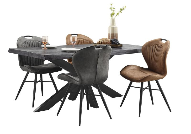 Eettafel Newhaven zwart mangohout 180x90 cm rechthoekig