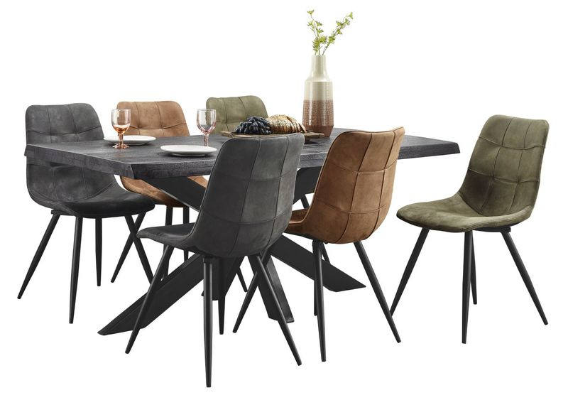 Eettafel Newhaven zwart mangohout 180x90 cm rechthoekig