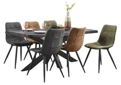 Eettafel Newhaven zwart mangohout 180x90 cm rechthoekig