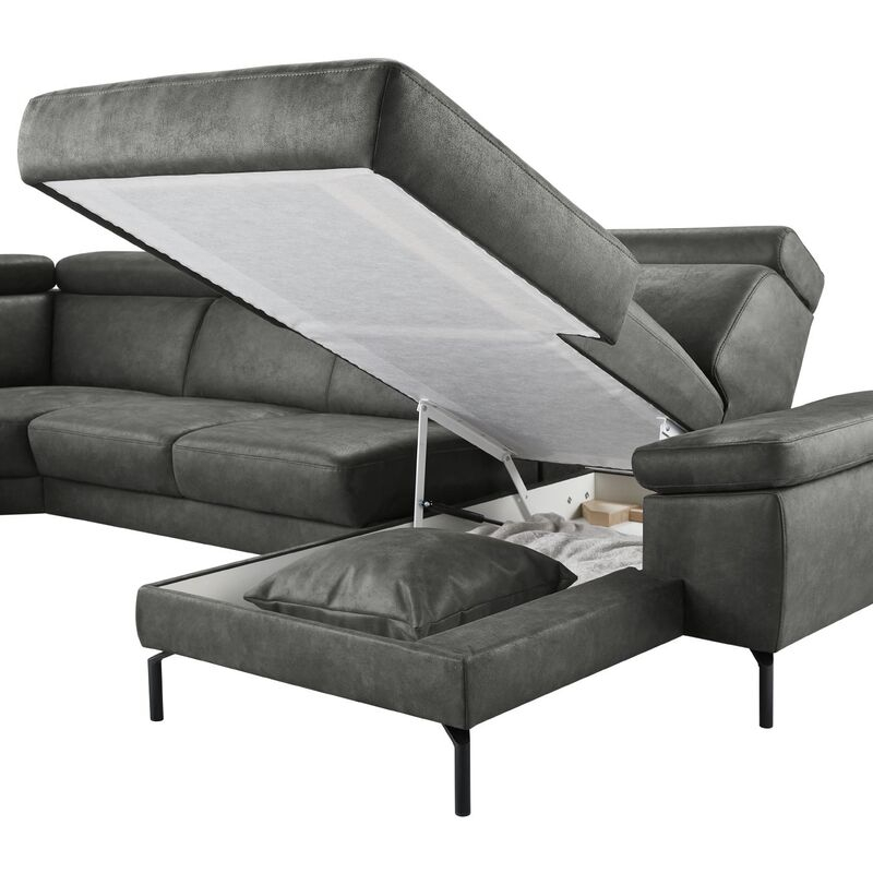 Hoekbank links Tusari microleder antraciet excellent comfort