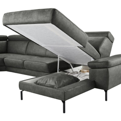 Hoekbank links Tusari microleder antraciet excellent comfort