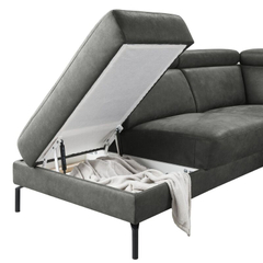 Hoekbank links Tusari microleder antraciet excellent comfort