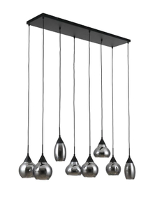 Hanglamp zwart smoke glas 8-lichts - Lungo
