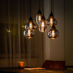 Hanglamp zwart smoke glas 6-lichts - Lungo