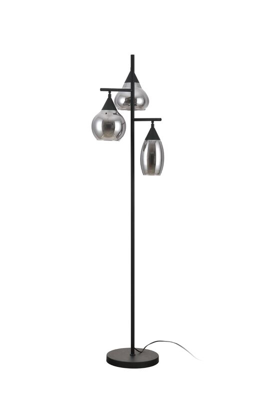 Vloerlamp zwart smoke glas 3-lichts - Lungo