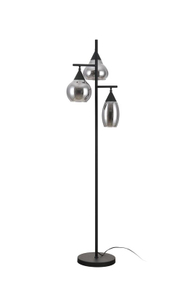 Vloerlamp zwart smoke glas 3-lichts - Lungo