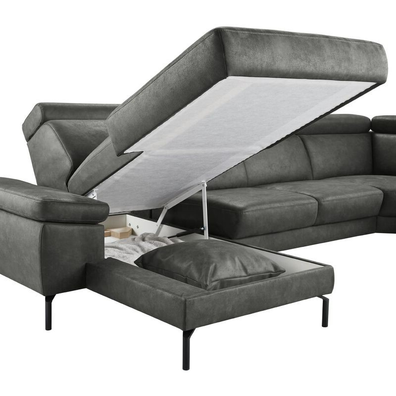 Hoekbank rechts Tusari microleder antraciet premium comfort