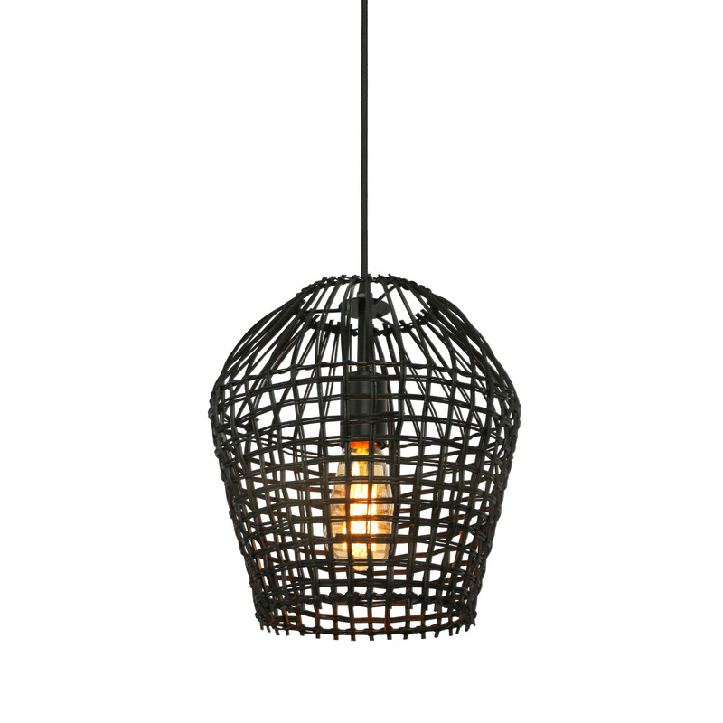 Hanglamp Scarperio rond 28 cm rotan zwart