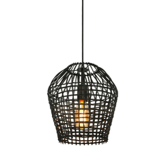 Hanglamp Scarperio rond 28 cm rotan zwart