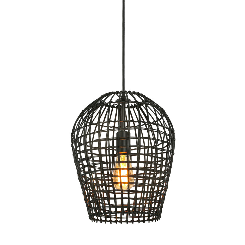 Hanglamp Scarperio rond 31 cm rotan zwart