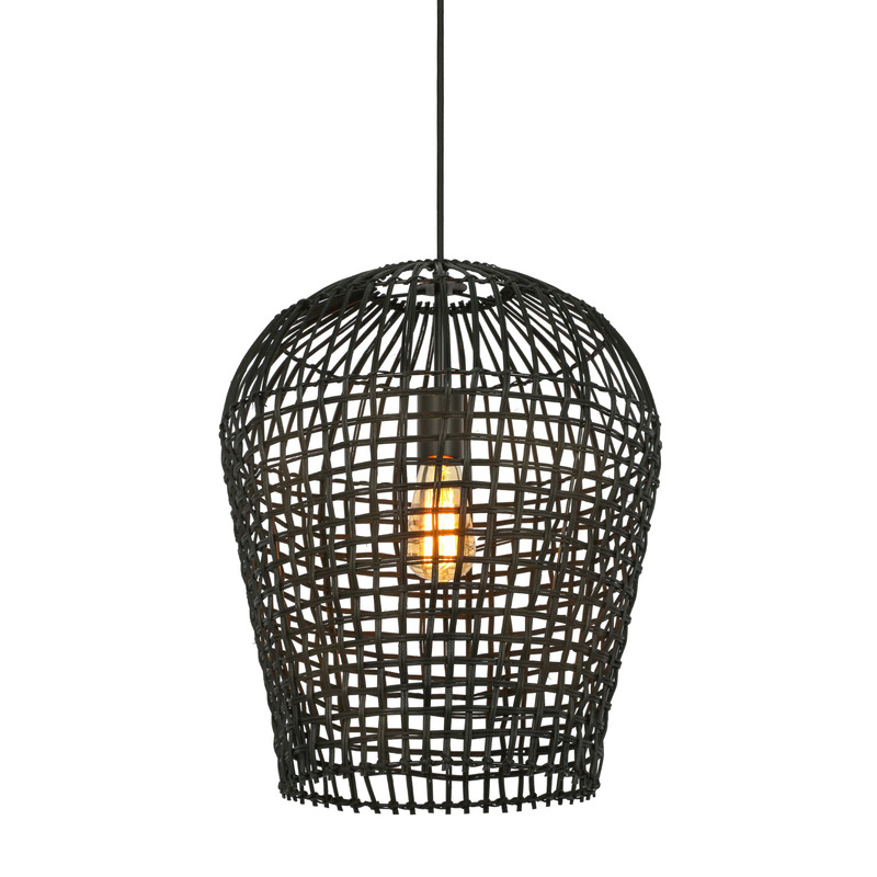 Hanglamp Scarperio rond 40 cm rotan zwart