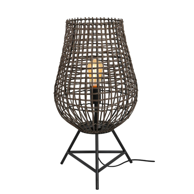 Tafellamp Scarperio rond 33 cm rotan bruin