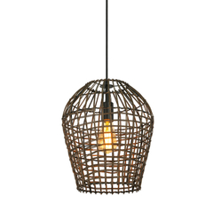 Hanglamp Scarperio rond 31 cm rotan bruin