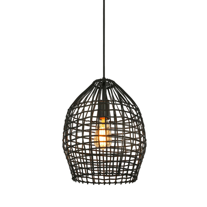 Hanglamp Orcia rond 30 cm rotan zwart