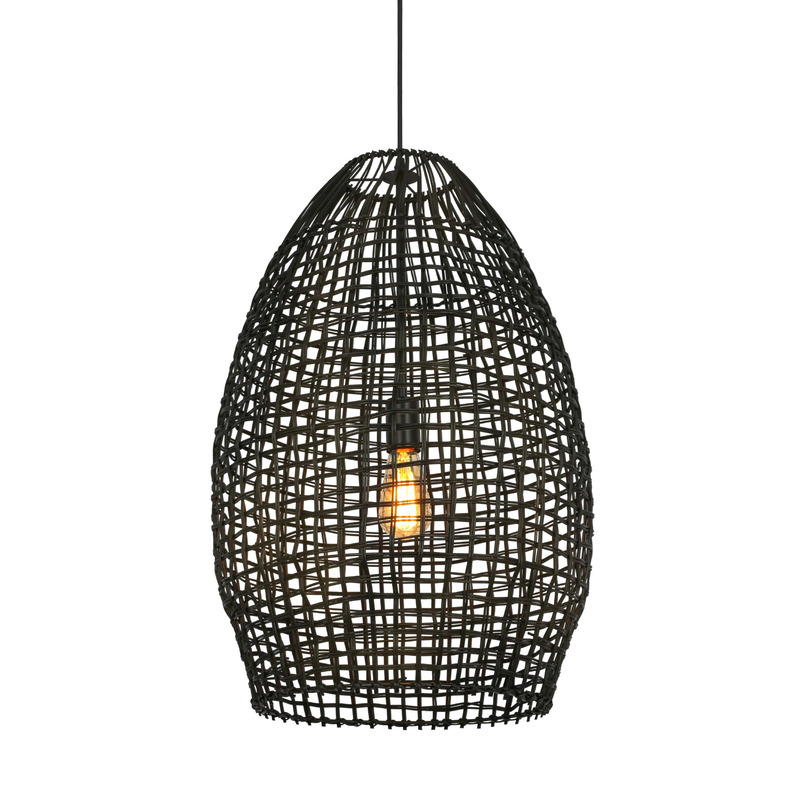 Hanglamp Orcia rond 46 cm rotan zwart