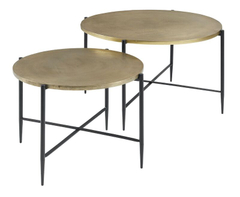 Salontafelset Pilunio 64 en 84 cm rond vergrijsd goud