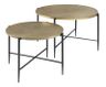 Salontafelset Pilunio 64 en 84 cm rond vergrijsd goud