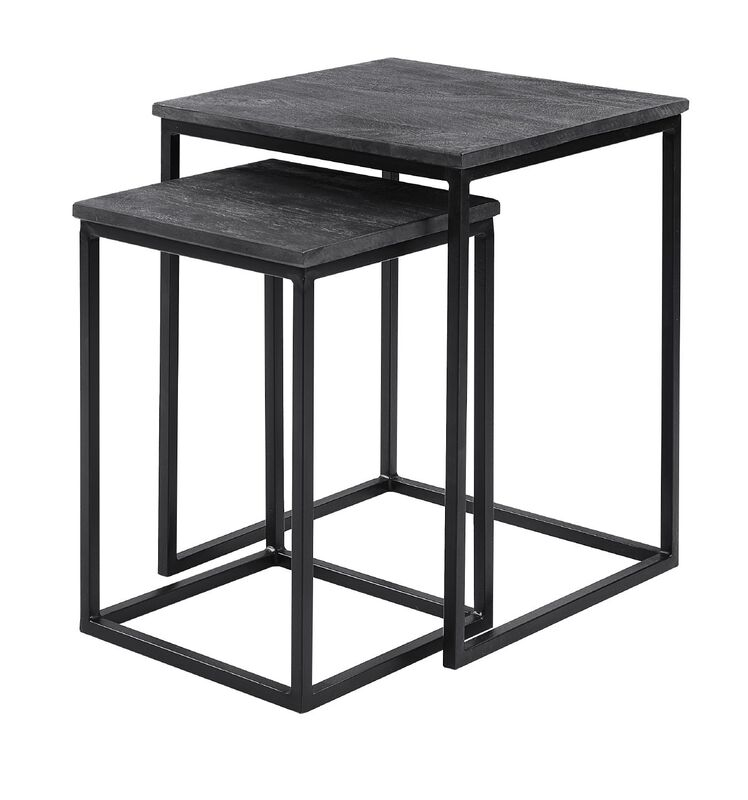 Bijzettafelset Pandera 30 en 40 cm vierkant mango zwart