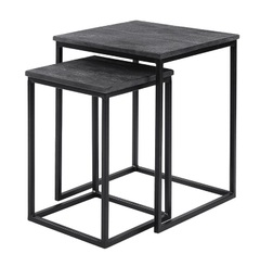 Bijzettafelset Pandera 30 en 40 cm vierkant mango zwart