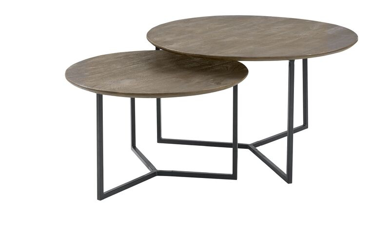 Salontafelset Gatteo 60 en 75 cm rond mango grijs