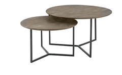 Salontafelset Gatteo 60 en 75 cm rond mango grijs