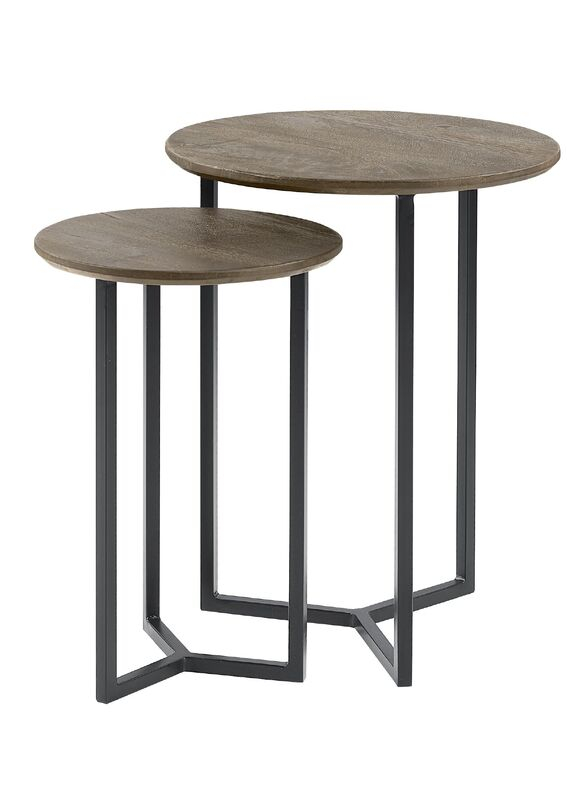 Bijzettafelset Gatteo 30 en 40 cm rond mango grijs