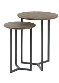 Bijzettafelset Gatteo 30 en 40 cm rond mango grijs