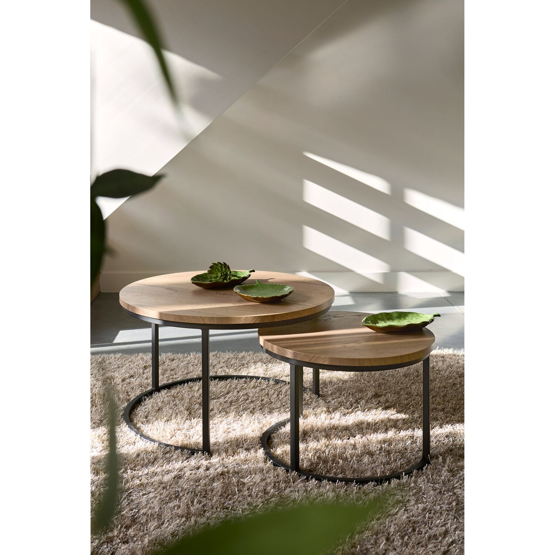 Salontafelset Lunata 55 en 75 cm rond barley