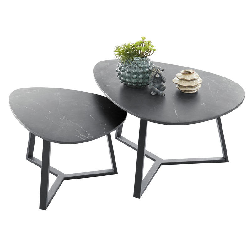Salontafel Lineto 64x80 cm organisch zwart keramiek